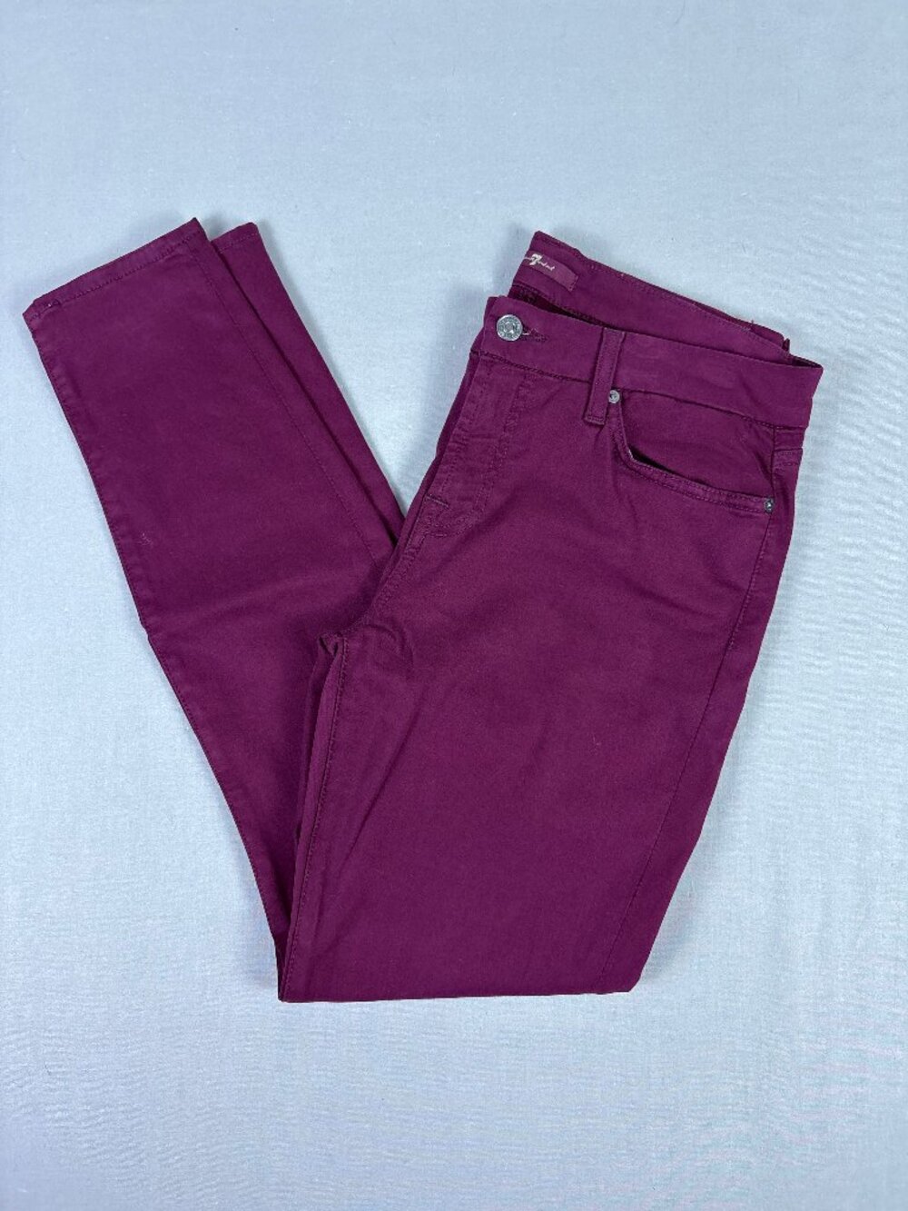 7 For All Mankind Burgundy Wine Plum Stretch Slim Jeans Size 30